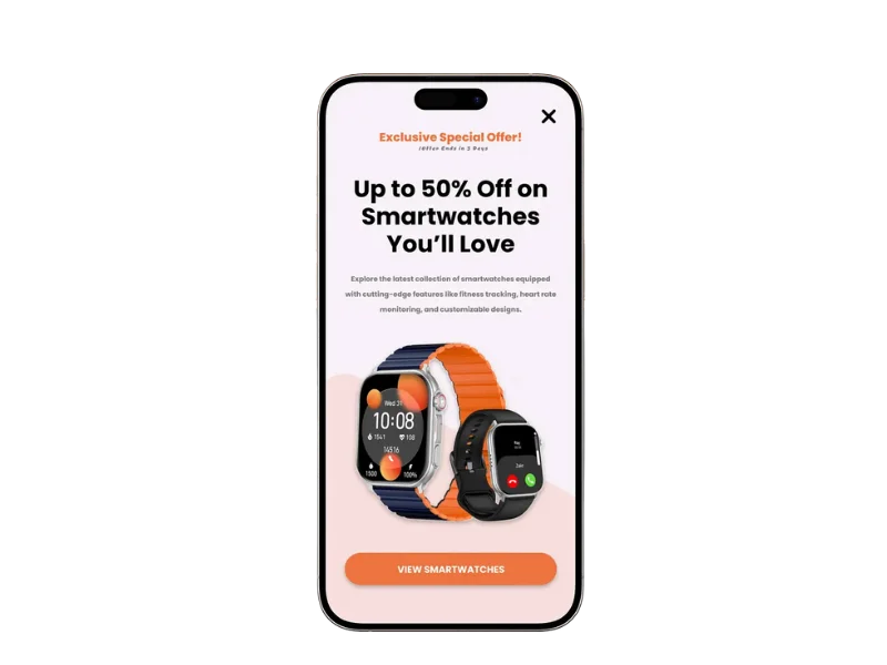 Customer re-engagement messaging interface showing product announcements